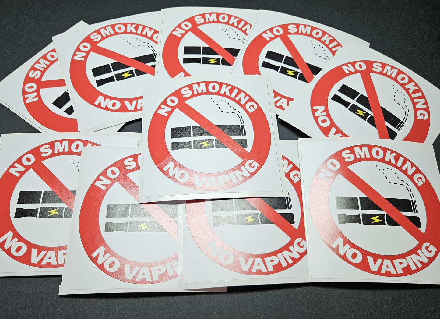 Transparent background Single Layer - No Smoking No Vaping Signs Vinyl Stickers 10 cm diameter. Choose per Unit, or 5 signs and get 1 Free, or 10 signs and get 2 Free. (Copy)