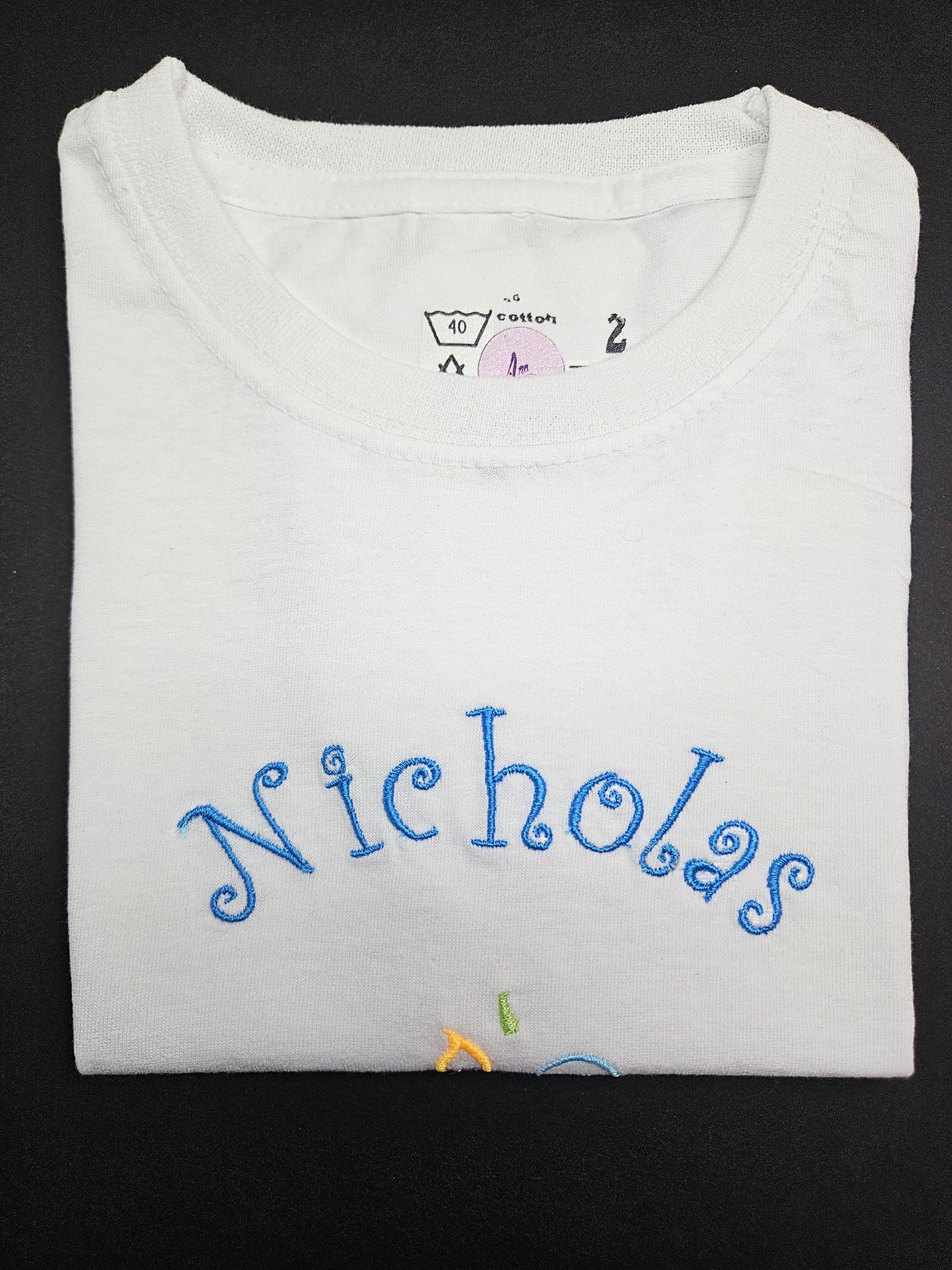 Personalised Tee 1st Birthday for Toddlers 1-2 sizes. 1st Year Birthday Cake embroidered on a cotton T-Shirt. Comfy and excellent quality Tees.