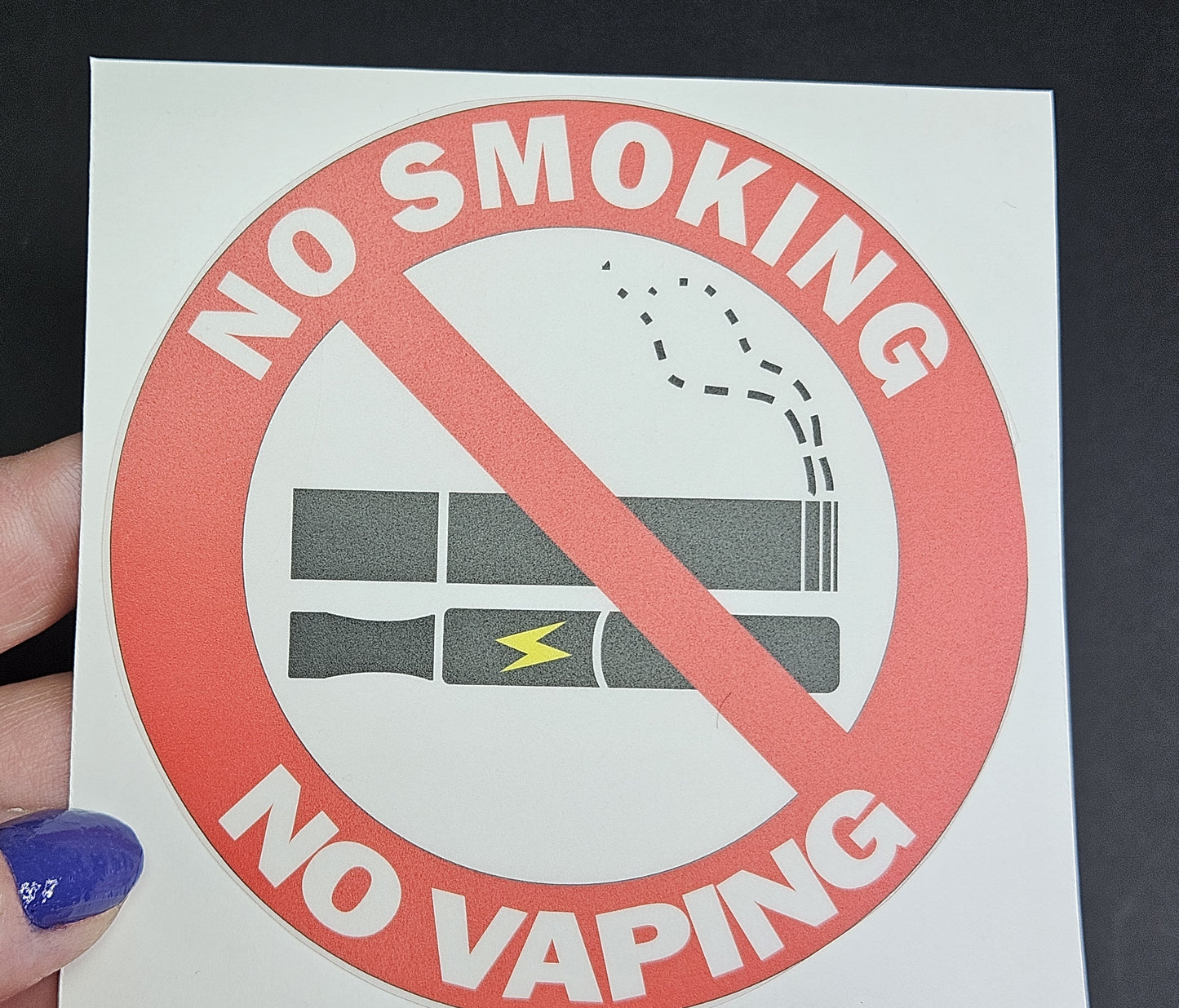 Transparent background & Laminated - No Smoking No Vaping Signs Vinyl Stickers 10 cm diameter. Choose per Unit, or 5 signs and get 1 Free, or 10 signs and get 2 Free.