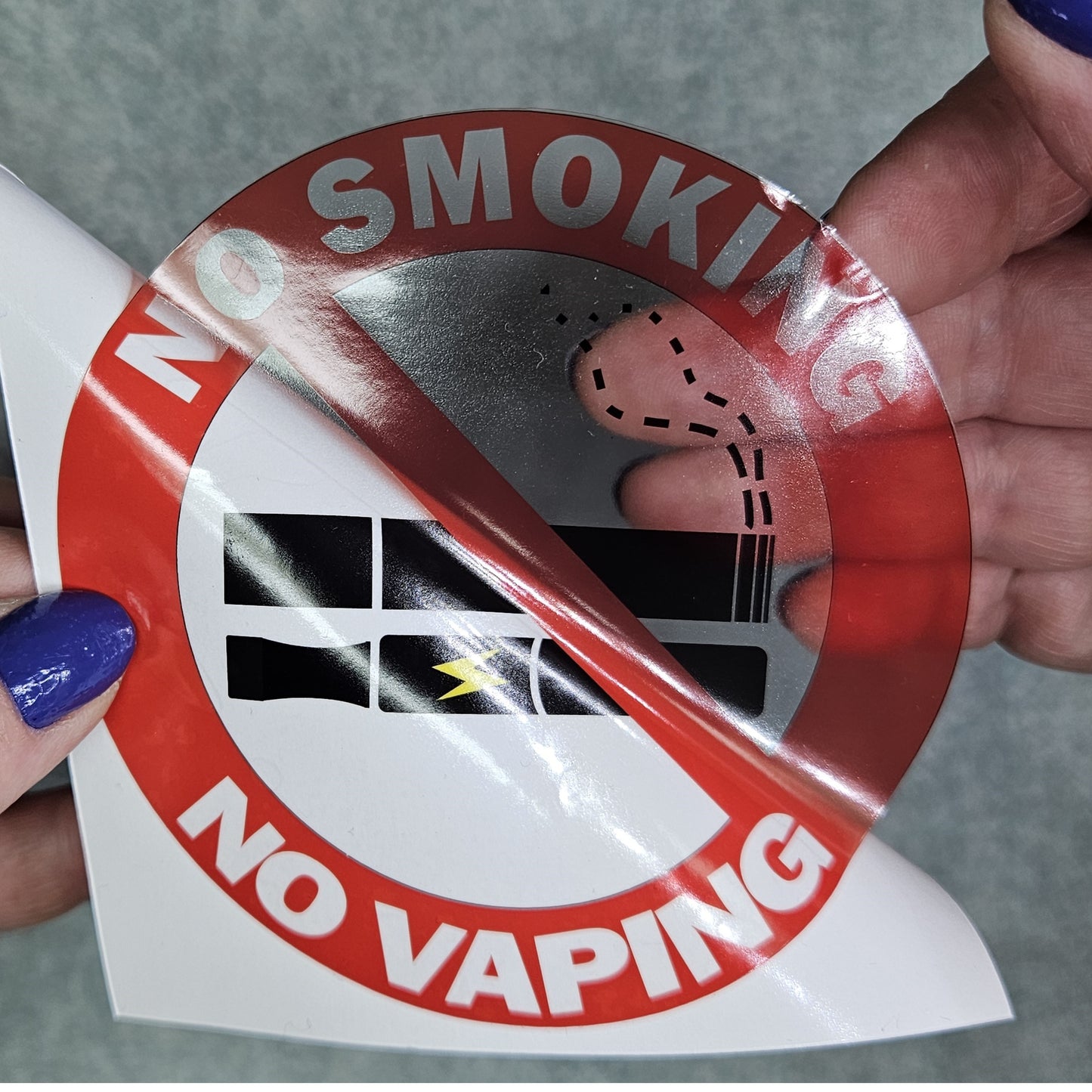 Transparent background Single Layer - No Smoking No Vaping Signs Vinyl Stickers 10 cm diameter. Choose per Unit, or 5 signs and get 1 Free, or 10 signs and get 2 Free. (Copy)