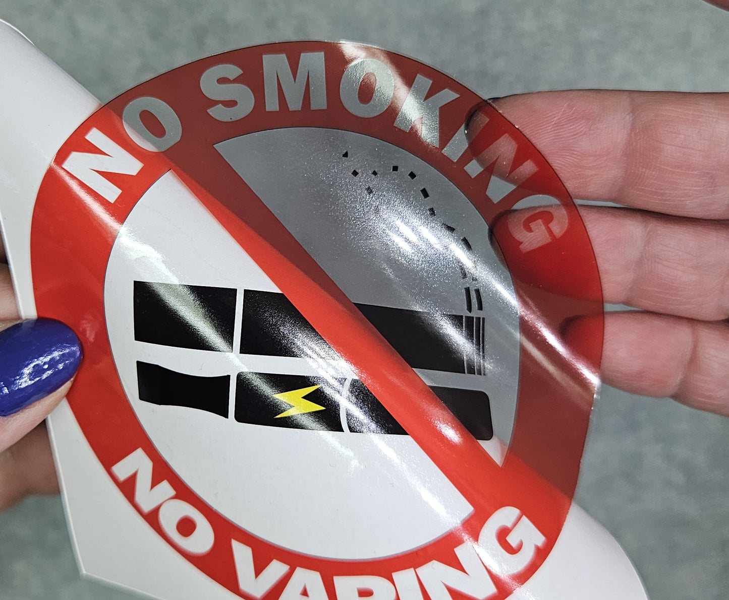 Transparent background Single Layer - No Smoking No Vaping Signs Vinyl Stickers 10 cm diameter. Choose per Unit, or 5 signs and get 1 Free, or 10 signs and get 2 Free. (Copy)