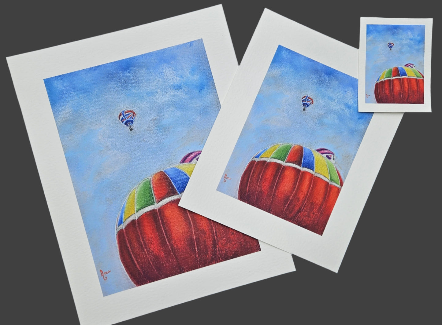 Limited Edition Print ""Hot Air Balloons in Bristol".  Fine Art Archival Prints of colourful hot air balloons, from my original soft pastel painting.