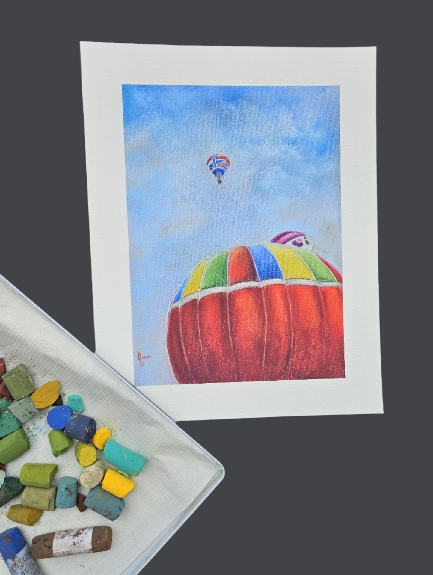 Limited Edition Print ""Hot Air Balloons in Bristol".  Fine Art Archival Prints of colourful hot air balloons, from my original soft pastel painting.