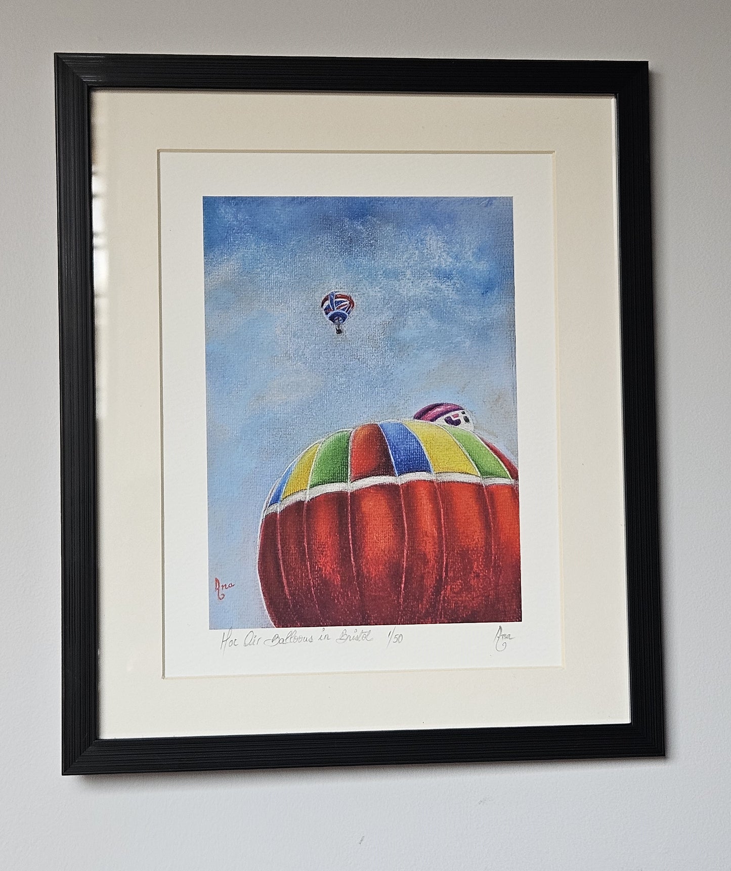 Limited Edition Print ""Hot Air Balloons in Bristol".  Fine Art Archival Prints of colourful hot air balloons, from my original soft pastel painting.