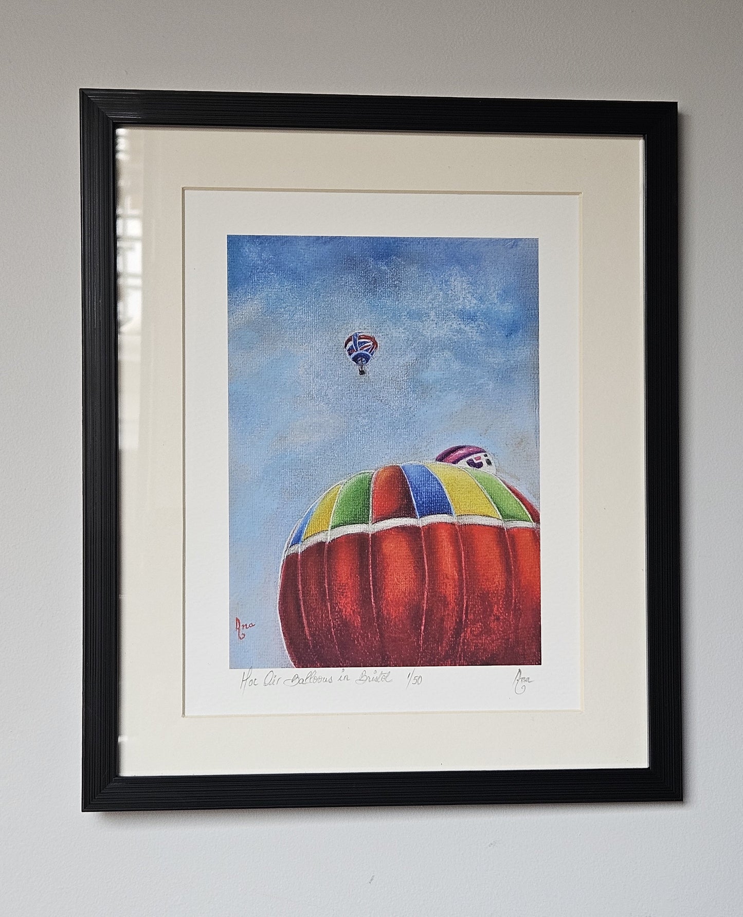 Limited Edition Print ""Hot Air Balloons in Bristol".  Fine Art Archival Prints of colourful hot air balloons, from my original soft pastel painting.