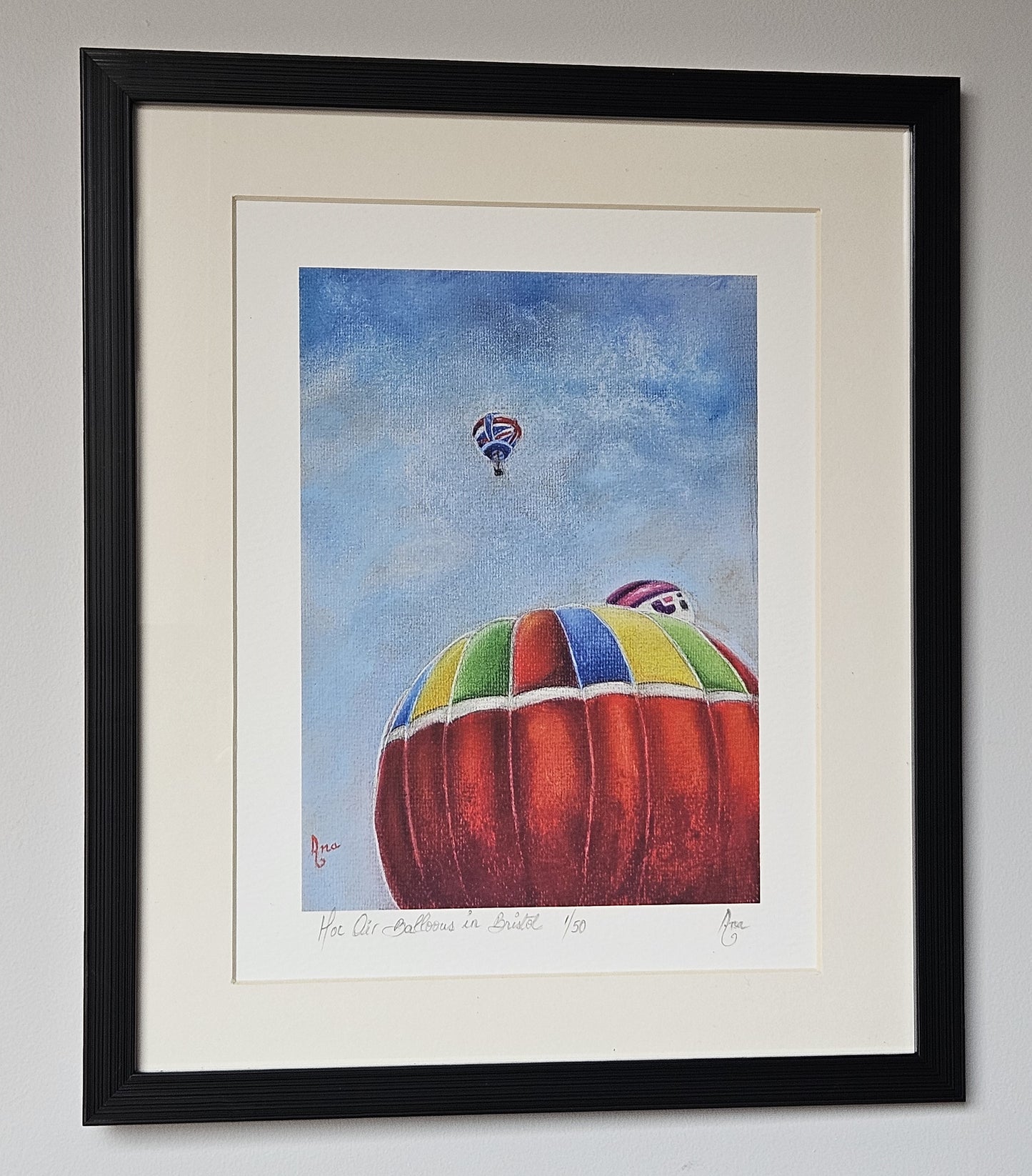 Limited Edition Print ""Hot Air Balloons in Bristol".  Fine Art Archival Prints of colourful hot air balloons, from my original soft pastel painting.