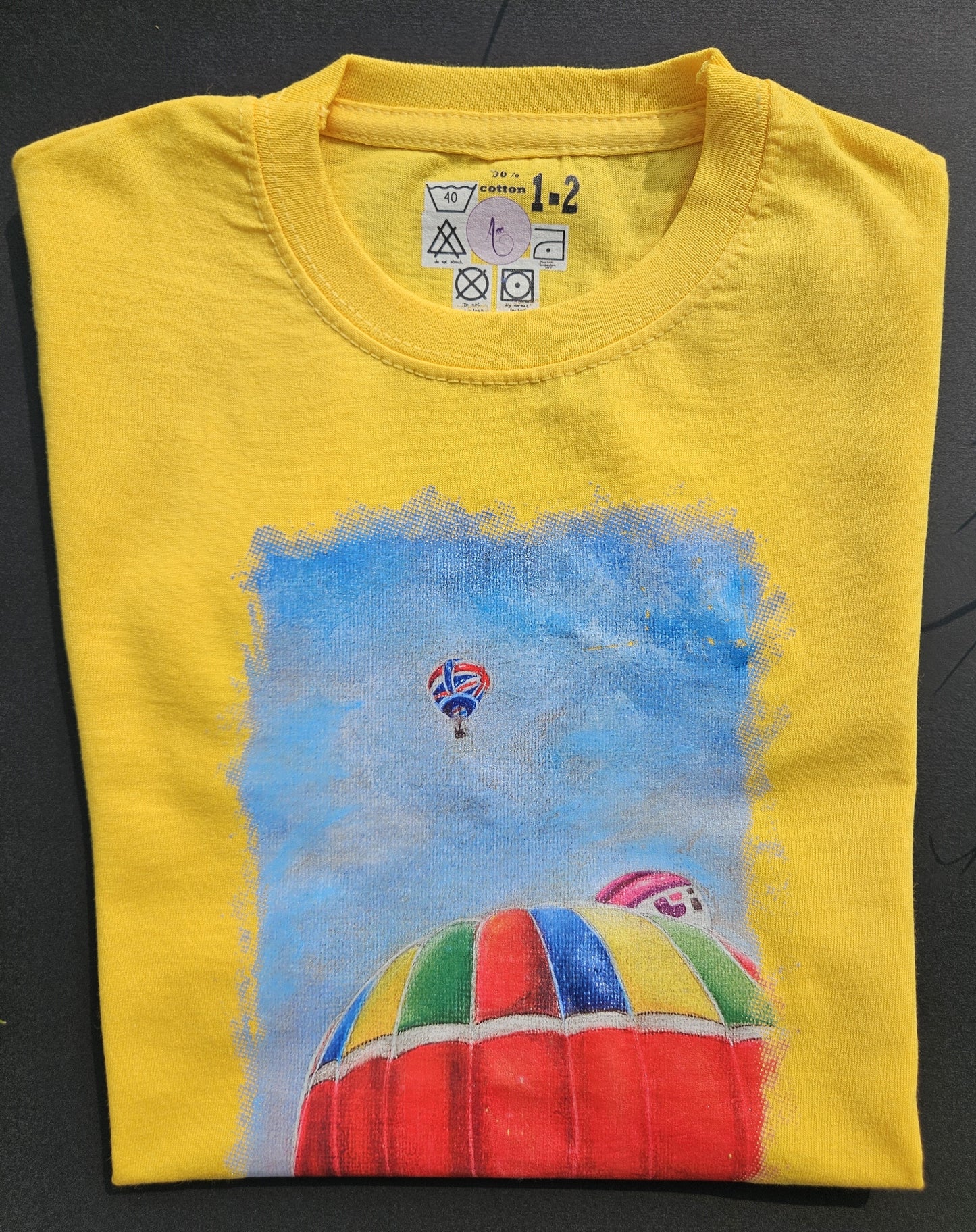 Sunflower Yellow. T-Shirts with Hot Air Balloons in Bristol Graphics for Toddlers, and Youth. Sunflower colour.