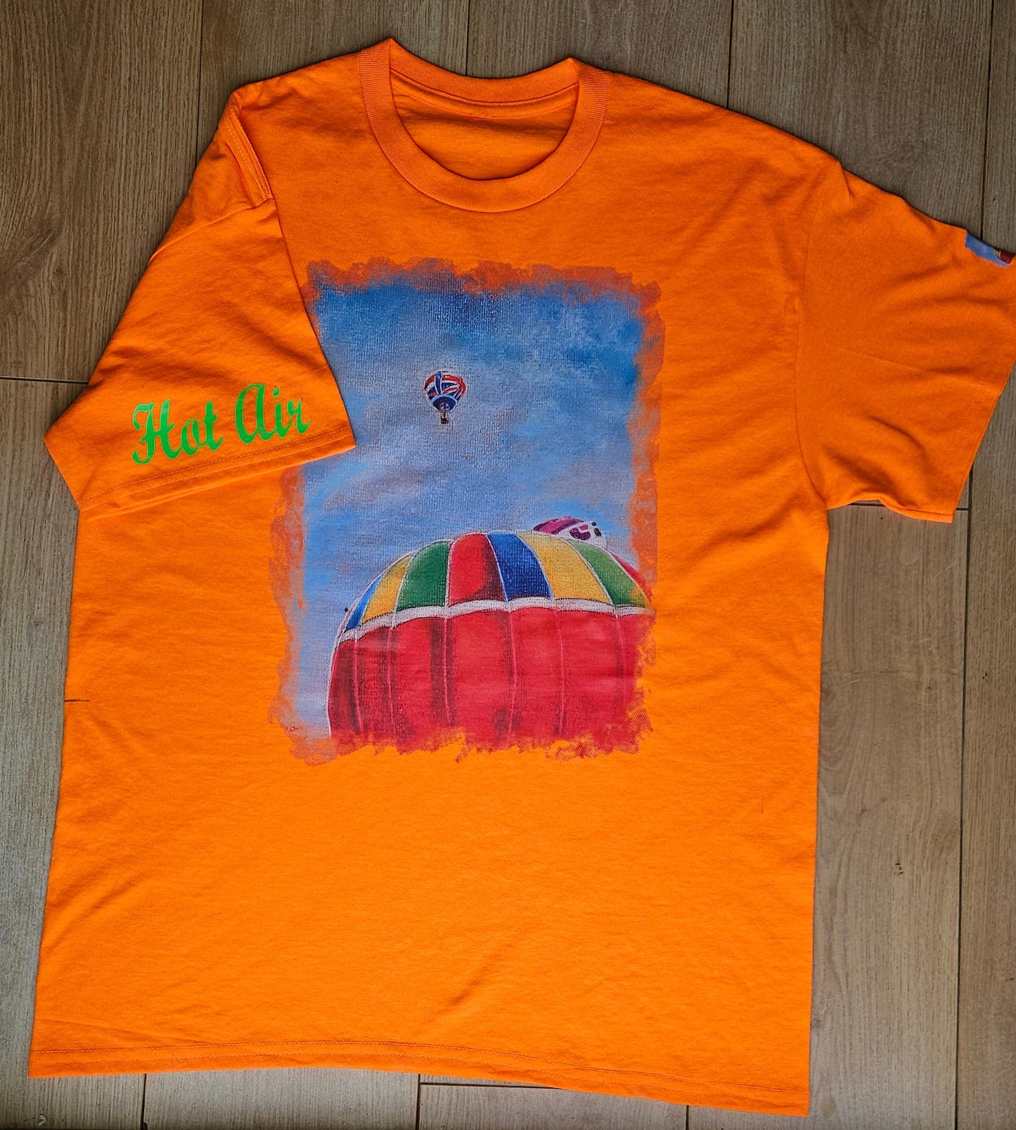 Safety Orange. T-Shirts with Hot Air Balloons in Bristol Graphics for Adults. Safety Orange colour