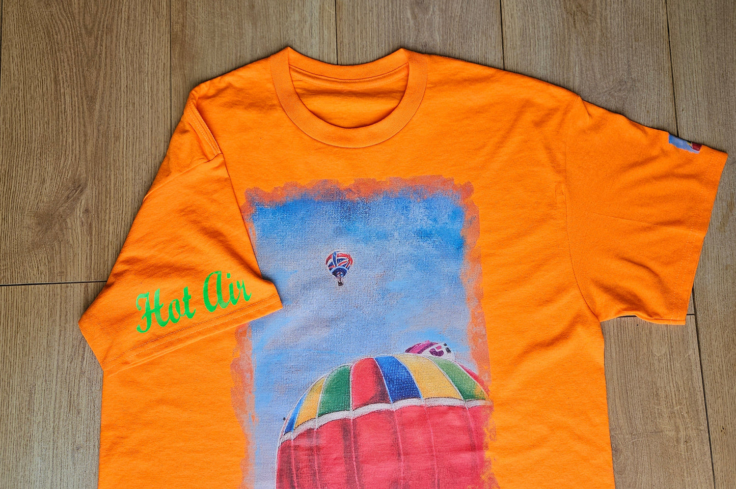 Safety Orange. T-Shirts with Hot Air Balloons in Bristol Graphics for Adults. Safety Orange colour