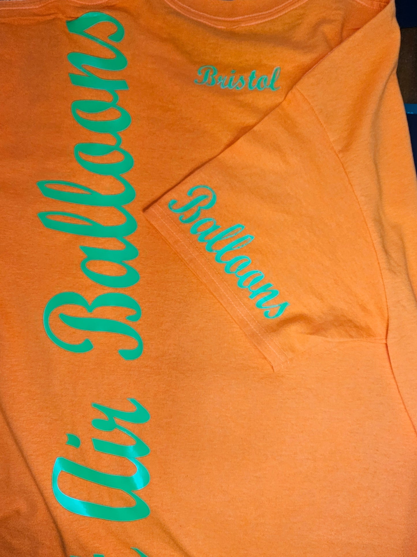 Safety Orange. T-Shirts with Hot Air Balloons in Bristol Graphics for Adults. Safety Orange colour