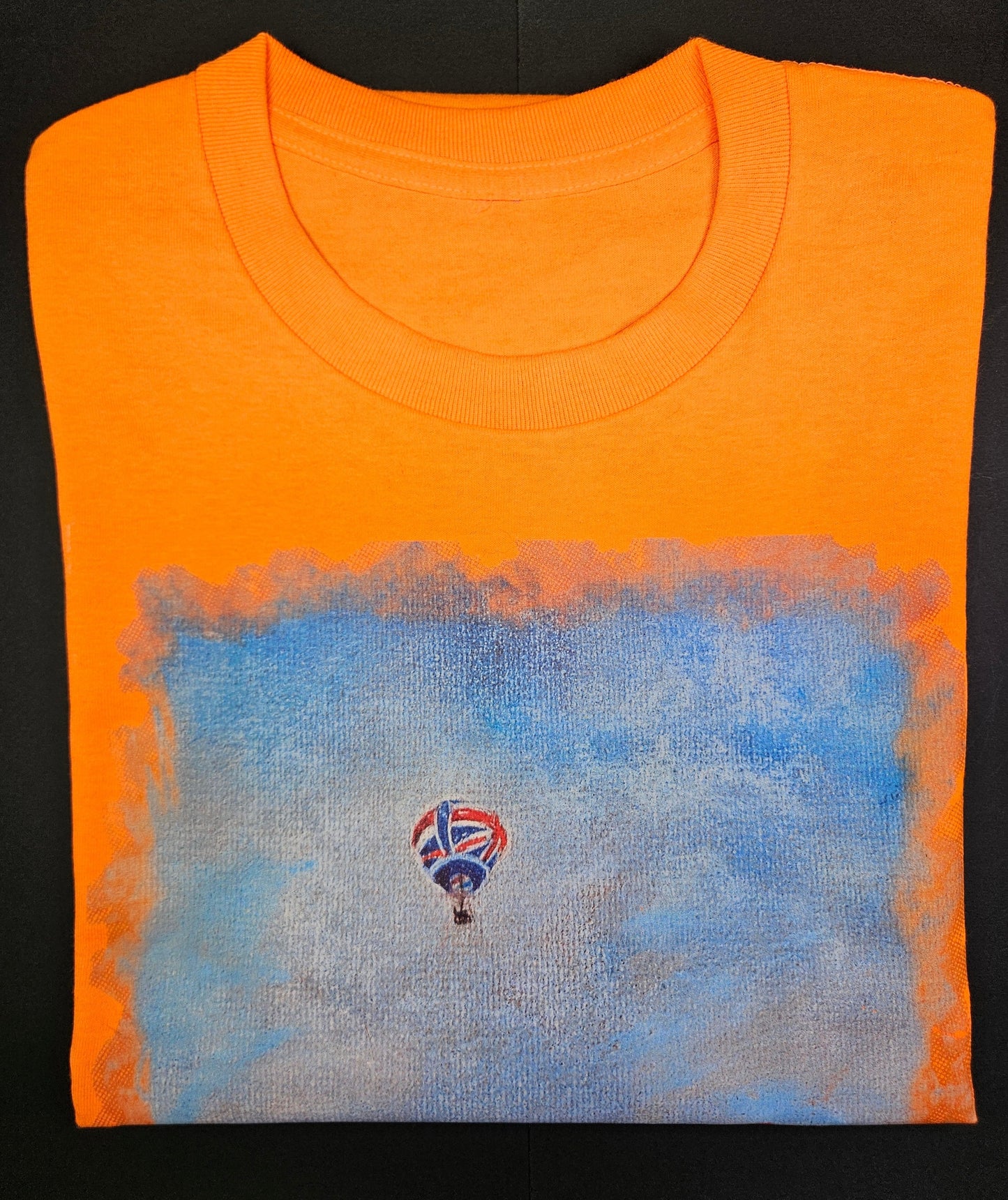 Safety Orange. T-Shirts with Hot Air Balloons in Bristol Graphics for Adults. Safety Orange colour