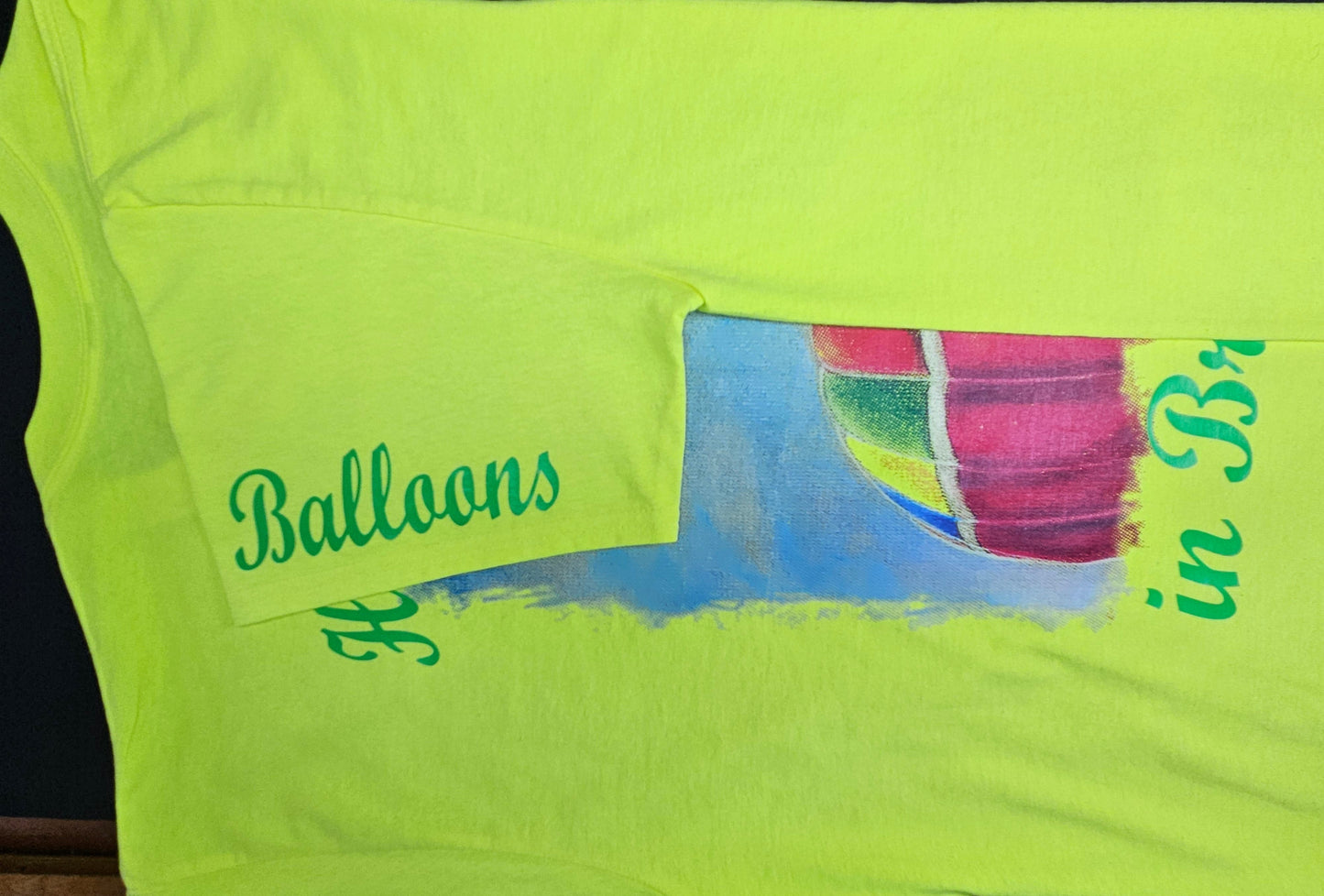 Fluo Yellow. T-Shirts with Hot Air Balloons in Bristol Graphics for Adults. Fluorescent Yellow colour.