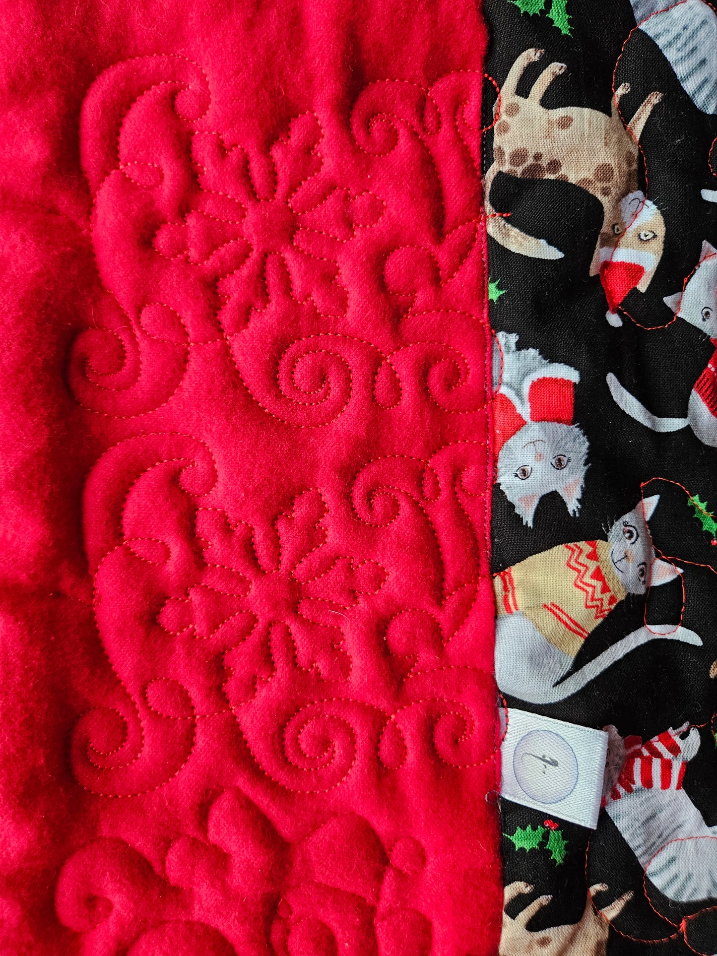 Christmas Cats in Sweaters Handmade Pet Blanket. Double sided, cotton print on one side, brushed cotton on the back. Handmade, soft, comfy.