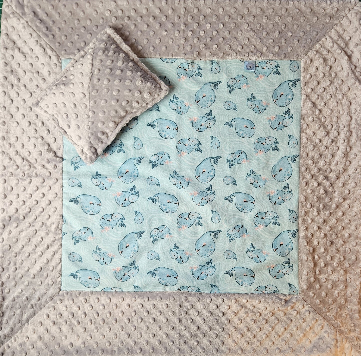 Receiving Baby Blanket. Double sided, Flannel cotton print on one side, Cuddle Super Soft Dimple fabric on the back. Handmade, soft, comfy, cozy.