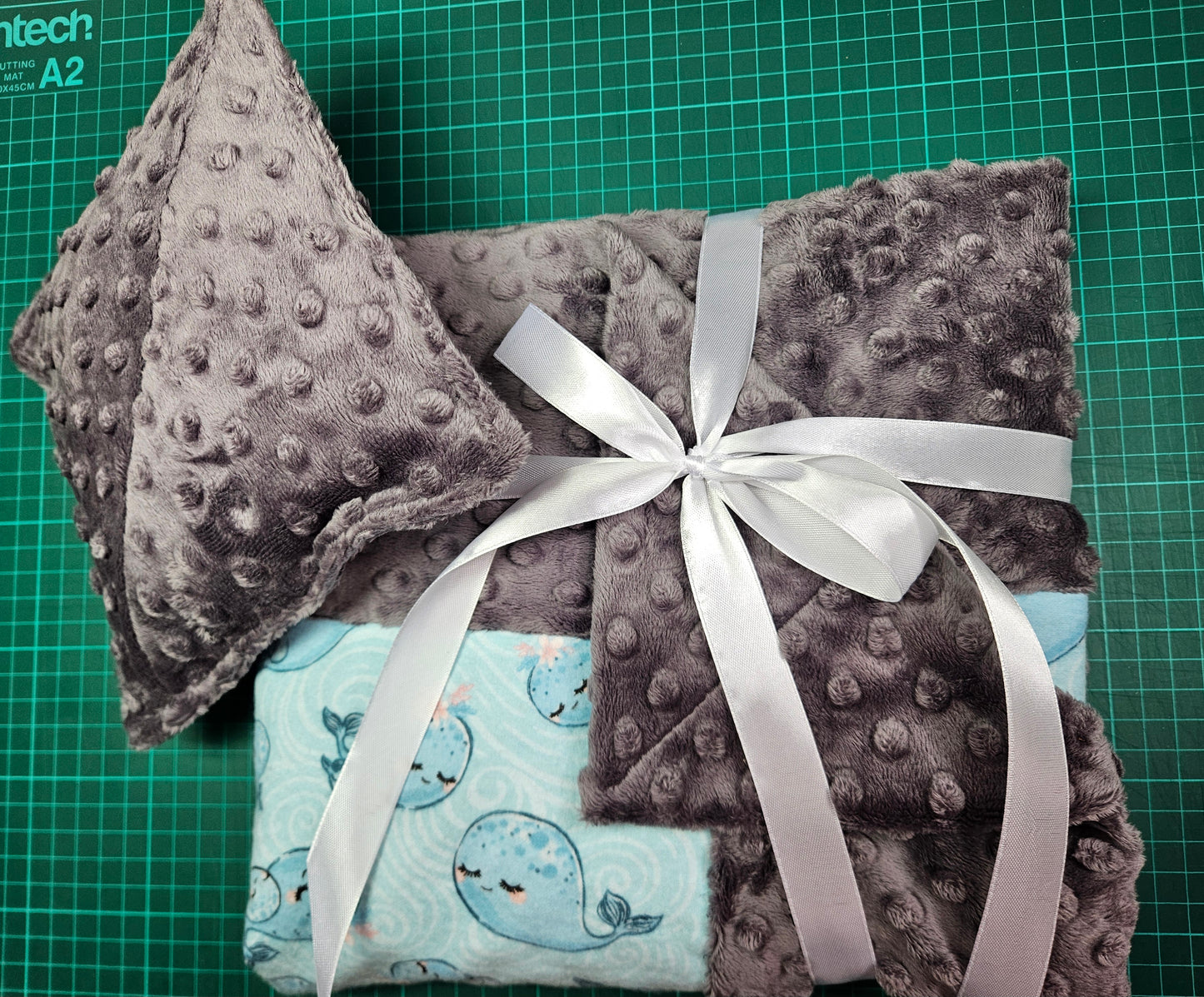 Receiving Baby Blanket. Double sided, Flannel cotton print on one side, Cuddle Super Soft Dimple fabric on the back. Handmade, soft, comfy, cozy.