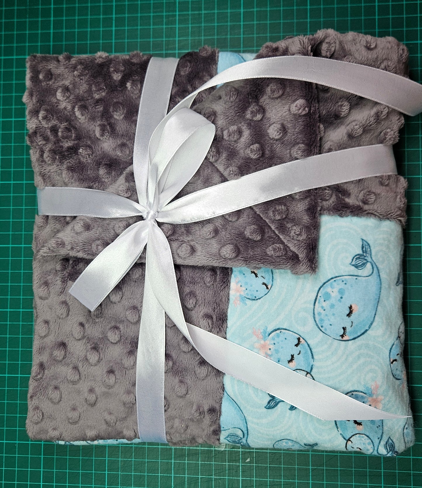 Receiving Baby Blanket. Double sided, Flannel cotton print on one side, Cuddle Super Soft Dimple fabric on the back. Handmade, soft, comfy, cozy.