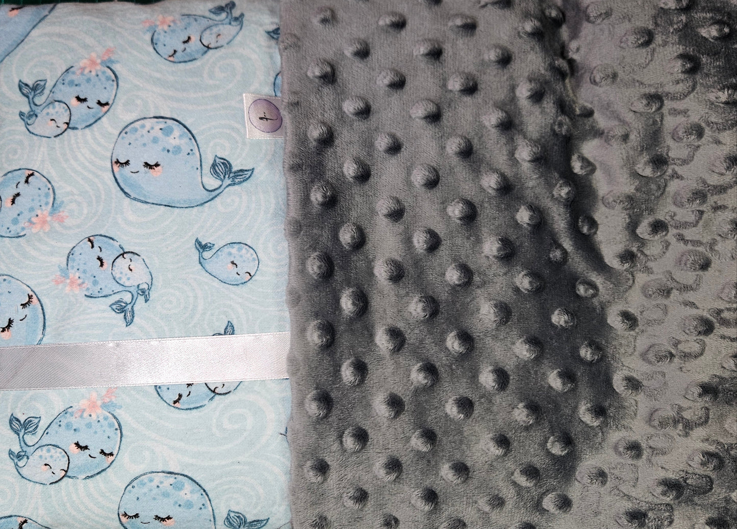 Receiving Baby Blanket. Double sided, Flannel cotton print on one side, Cuddle Super Soft Dimple fabric on the back. Handmade, soft, comfy, cozy.