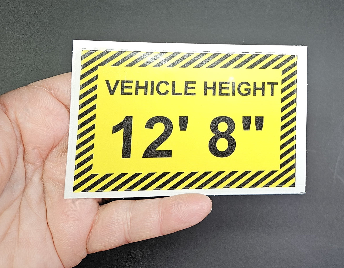 Commercial Vehicle Height Signs to place inside the cab of Commercial vehicles. Transparent background & Laminated. Size 10 X 6.5 cm