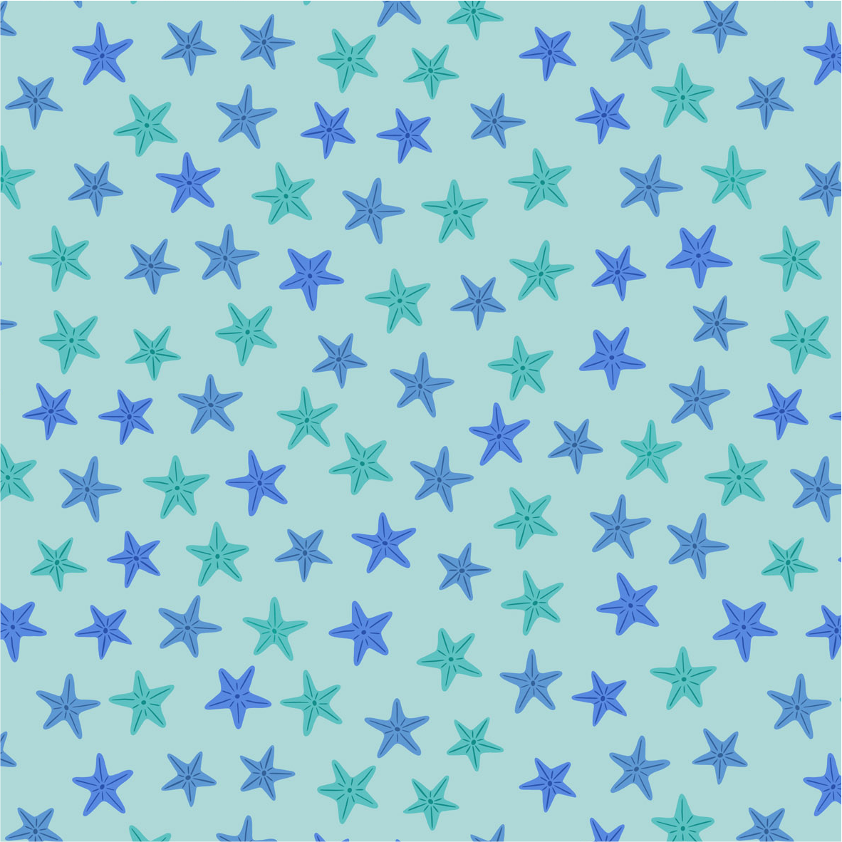 Aqua starfish on sea green - Collection by Lewis & Irene - Available in May