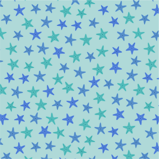 Aqua starfish on sea green - Collection by Lewis & Irene - Available in May