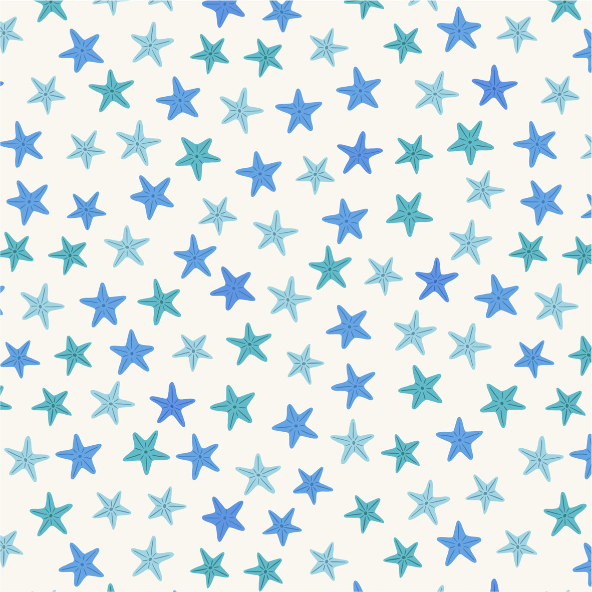 Blue starfish on cream - Collection by Lewis & Irene - Available in May