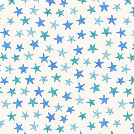 Blue starfish on cream - Collection by Lewis & Irene - Available in May