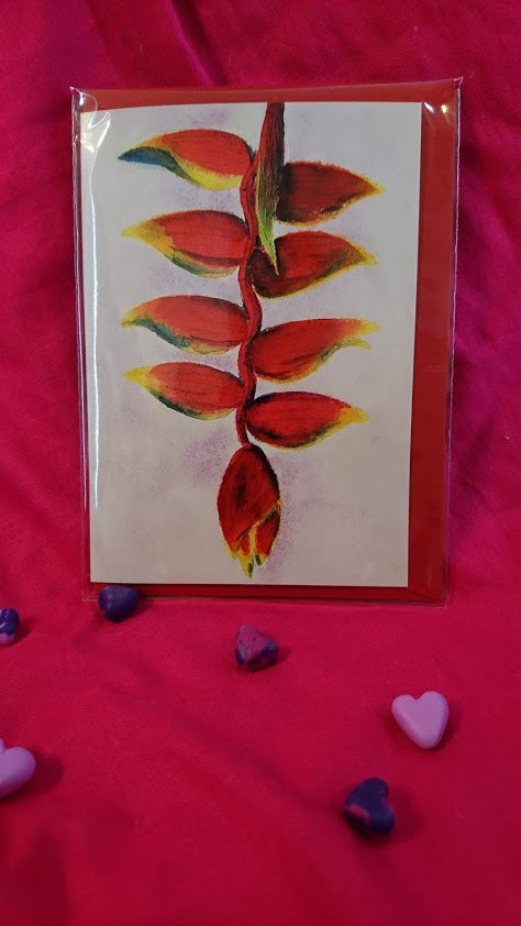 Greeting Cards "Bird of Paradise" Flower - Heliconia".  Exotic tropical flower from my original watercolour painting.