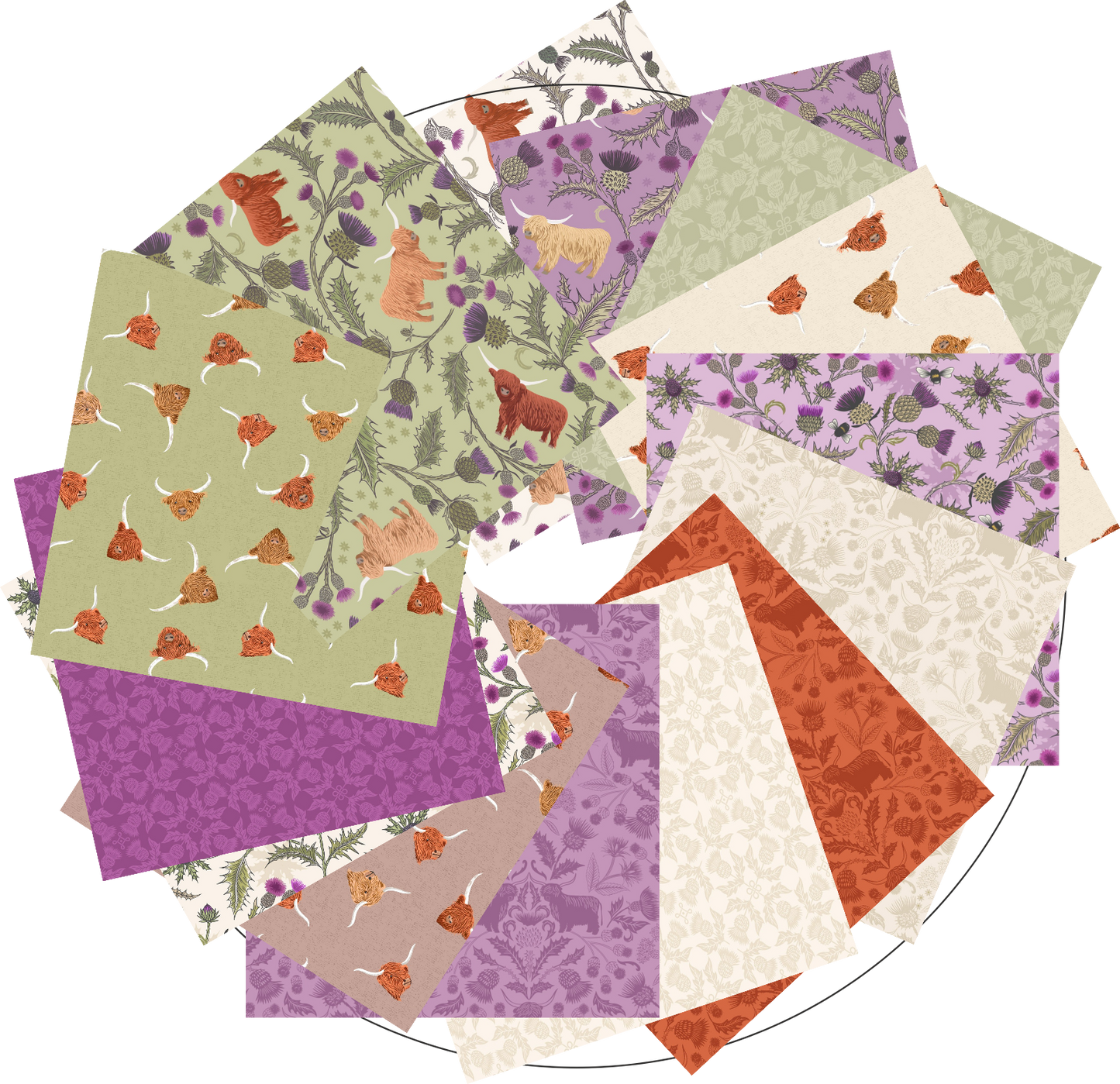 Fat Quarter Bundle 14 pieces - Highlands Fabrics Collection by Lewis & Irene