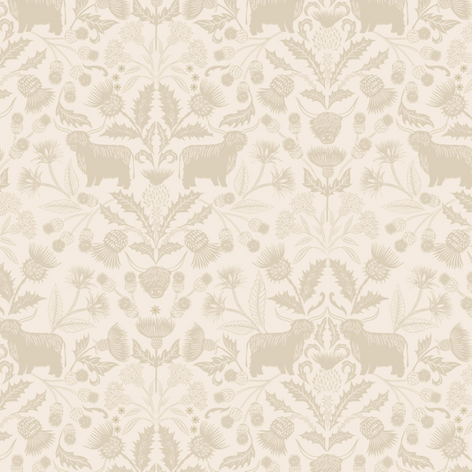 Highlands on cream - Highlands Fabrics Collection by Lewis & Irene