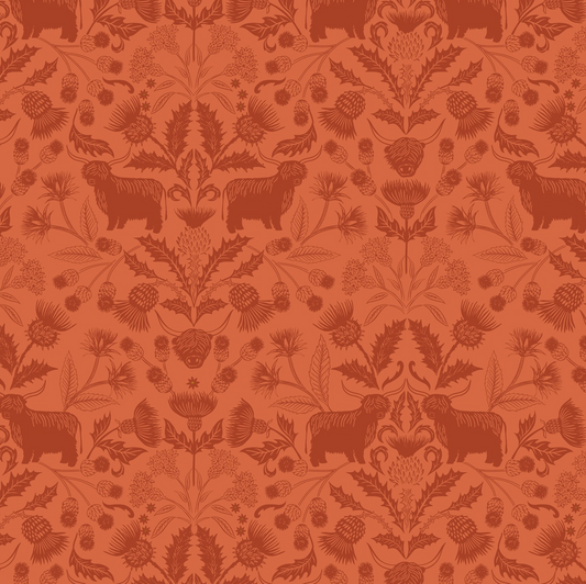 Highlands on highland orange - Highlands Fabrics Collection by Lewis & Irene