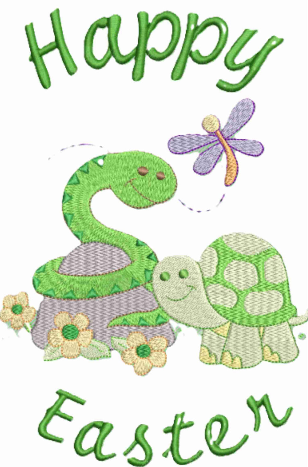 Happy Easter Baby Snake and Baby Turtle  Design Embroidered on Organic Cotton Long and Short Sleeve Baby Bodysuit. Comfortable and soft.