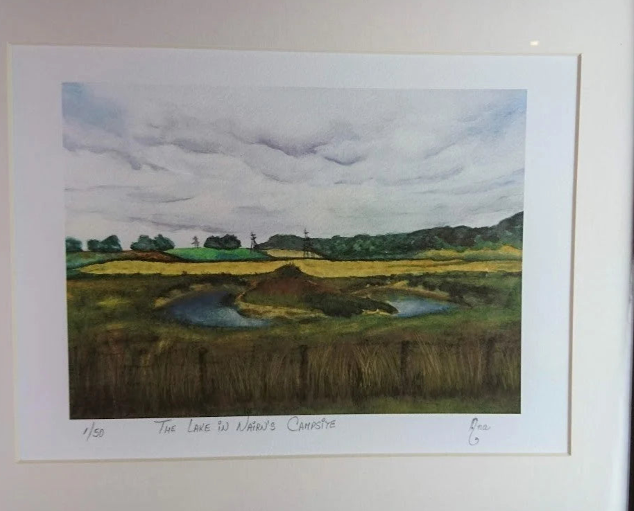 Limited Edition Print "The Lake in Nairn's Campsite". Fine Art Giclée print from a beautiful campsite in Scotland.