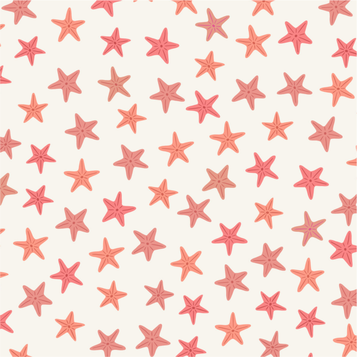 Orange starfish on cream - Collection by Lewis & Irene - Available in May