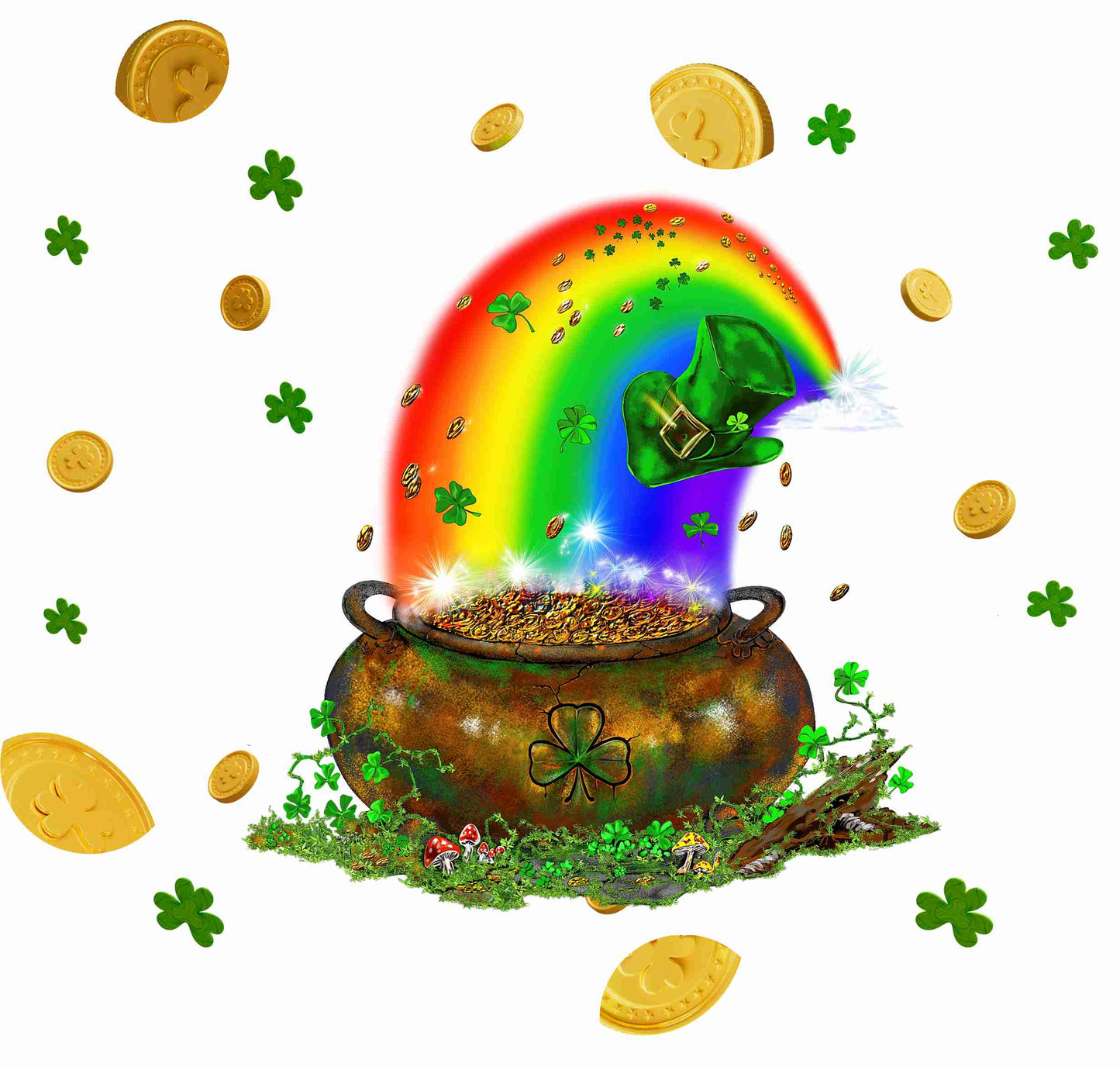 St Patrick's Day - Pot of Gold for Toddlers, and Youth. Print on a Cotton Short Sleeve White T-Shirt. Comfy and excellent quality Tees.