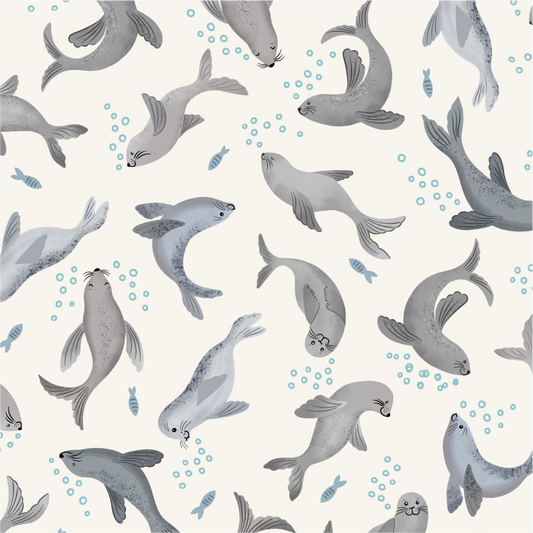 Seal bubbles on cream - Collection by Lewis & Irene - Available in May