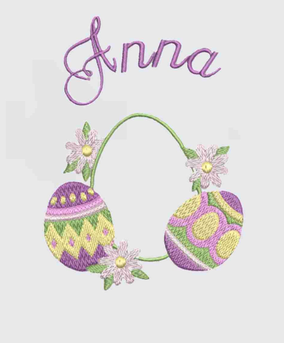 Personalised Baby Bodysuit - Easter Eggs Design Embroidered on Organic Cotton Long and Short Sleeve Baby Bodysuit. Comfortable and soft.