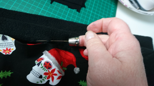 Christmas Sugar Skulls Handmade Pet blanket. Double sided, cotton on one side, black fleece on the back. Personalised. Handmade, soft, comfy.