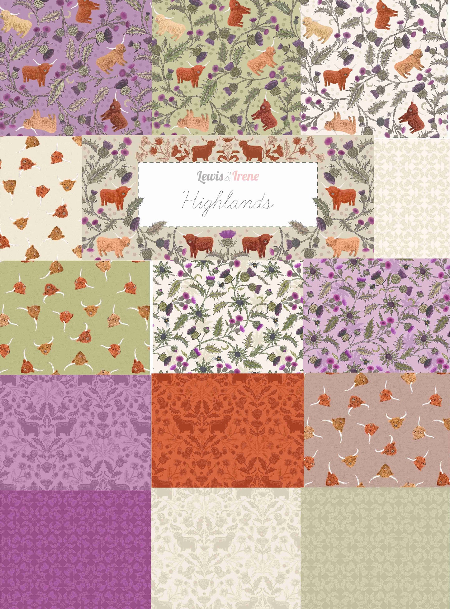 Wide Width Backing 108" - Mono thistle light lavender. Highlands Fabrics Collection by Lewis & Irene Wide Width Backing -